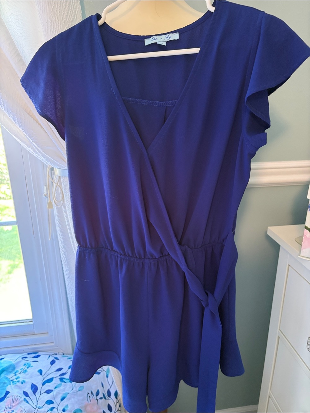 She + Sky Royal Blue Wrap Romper